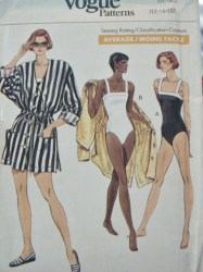 7761 VOGUE LOOSE COVERUP, STRAPPY STRETCH SWIMSUIT PATTERN 12-16